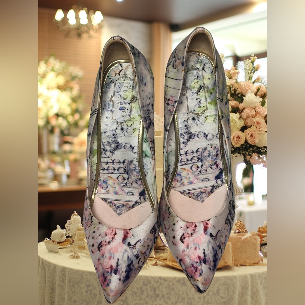Ted Baker Floral Pointed Toe Heels in Pink and Multi